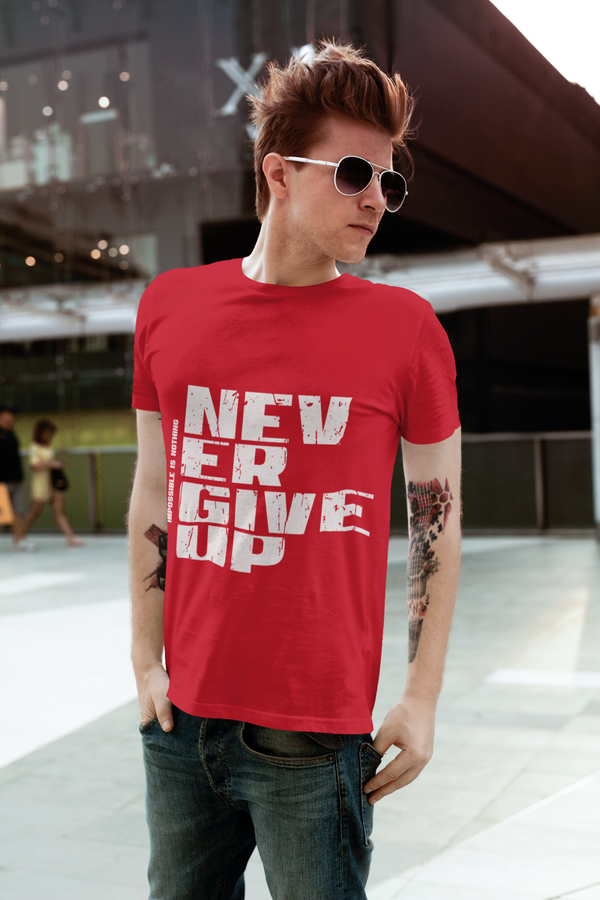 TUY 'Never Give Up' Regular Fit T-shirt