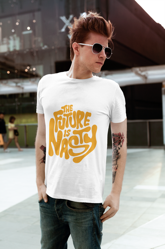 TUY 'Future Is Nasty' Regular Fit White T-shirt