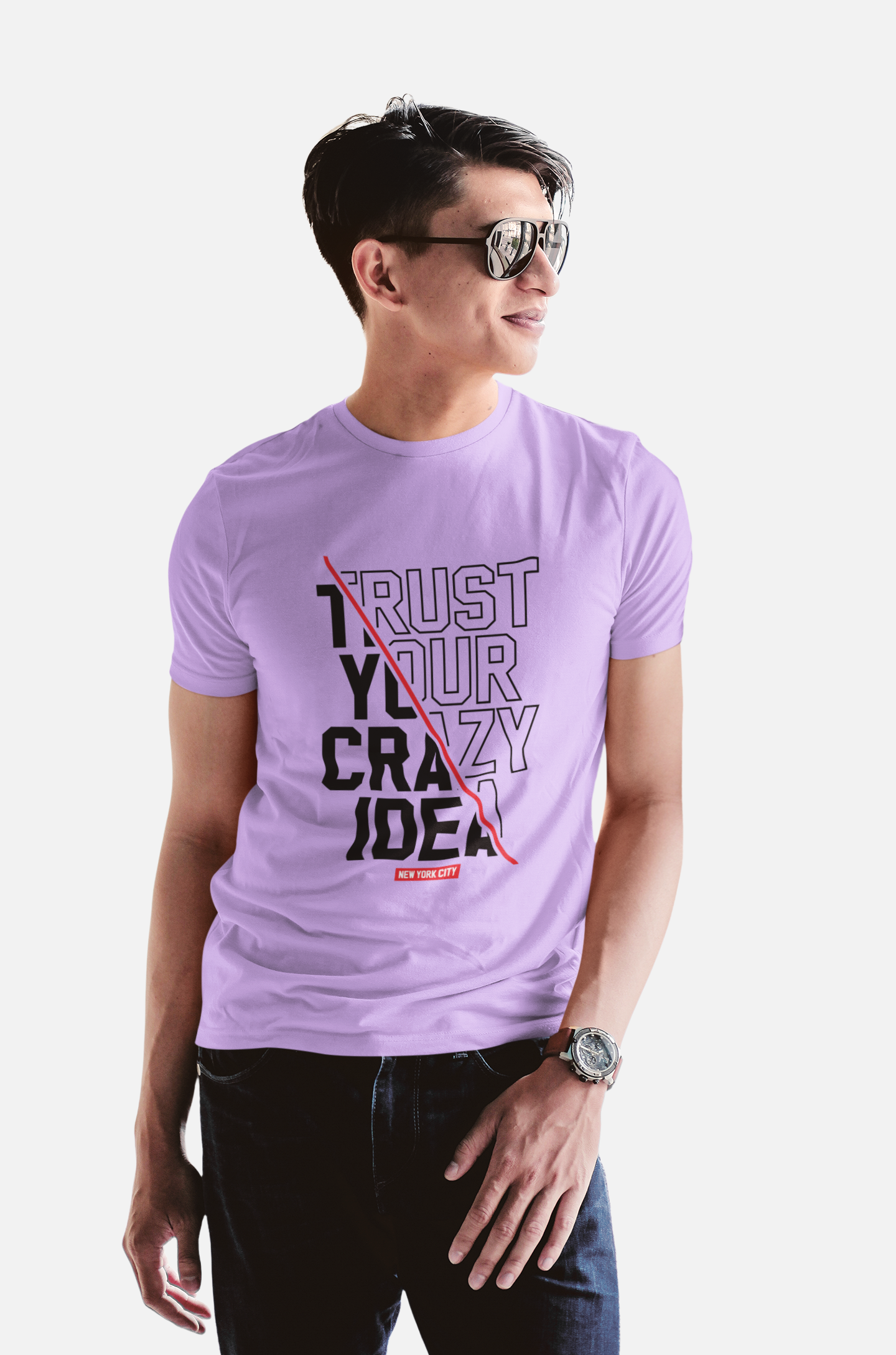 TUY Crazy Idea Regular Fit Lavender T-shirt