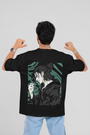 Urbaxo Style oversized T-shirt featuring anime-inspired artwork on the front and back — bold streetwear design with vibrant graphics and relaxed fit.