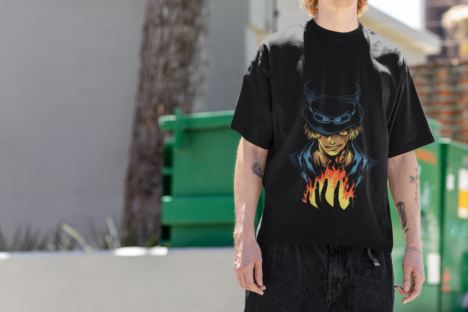 Bold Fire graphic on an oversized T-shirt by Urbaxo, featuring a relaxed fit and comfortable cotton fabric. Perfect for streetwear enthusiasts and fashion-forward individuals