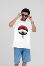 Close-up of the Itachi graphic on Urbaxo’s oversized T-shirt, highlighting vivid print detail.