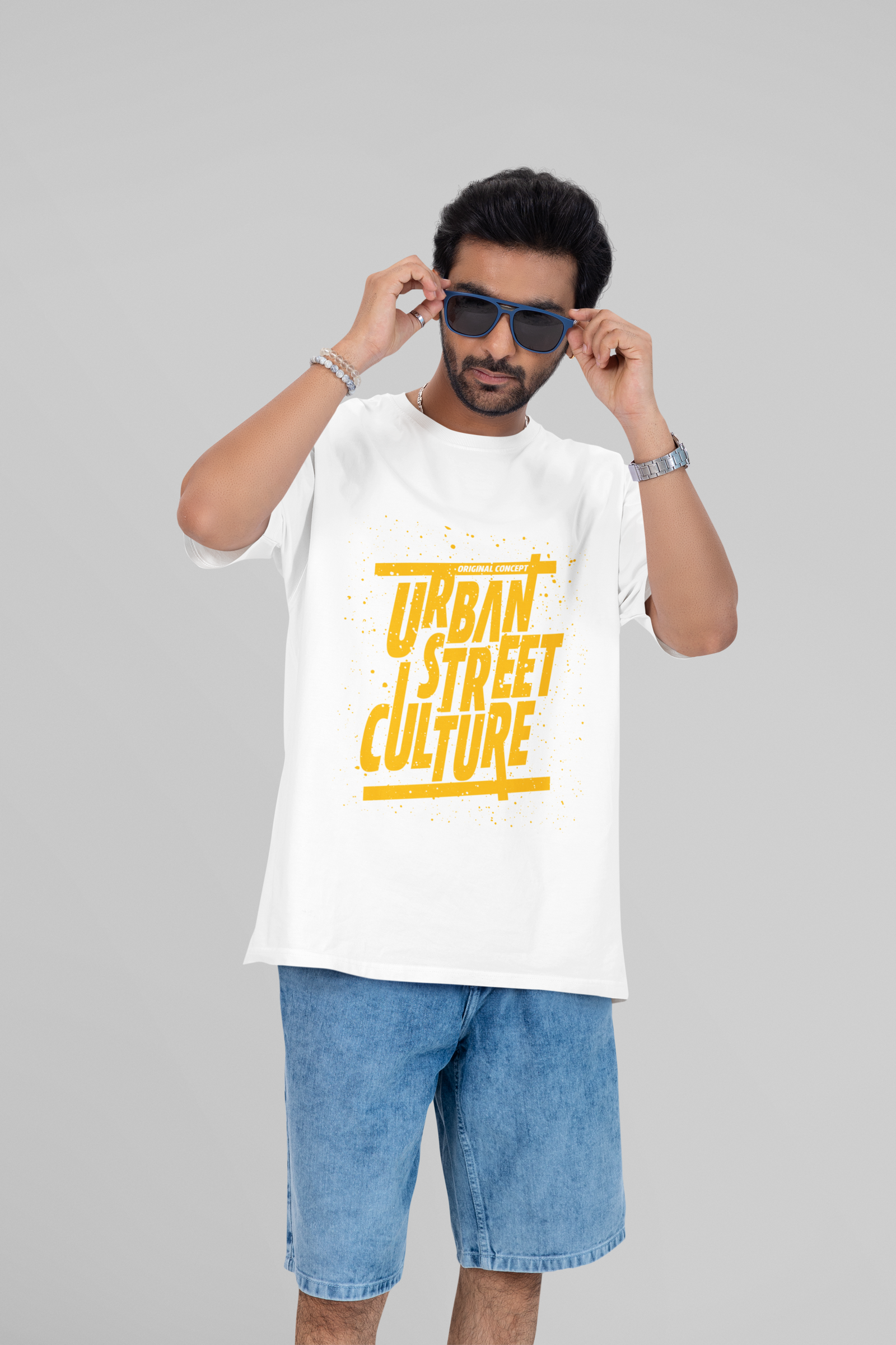 Casual oversized white t-shirt by Urbaxo with urban street culture vibe
