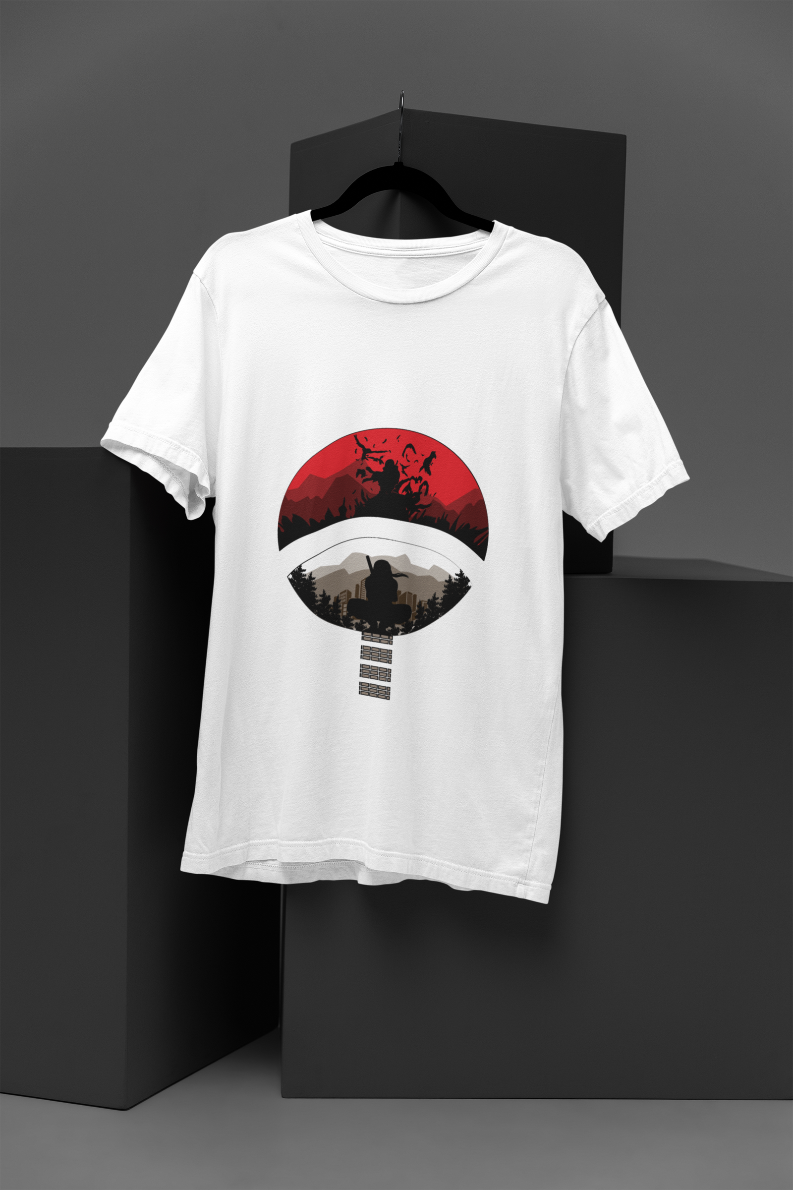 Oversized Itachi Uchiha t-shirt by Urbaxo featuring dark Akatsuki design for anime street style