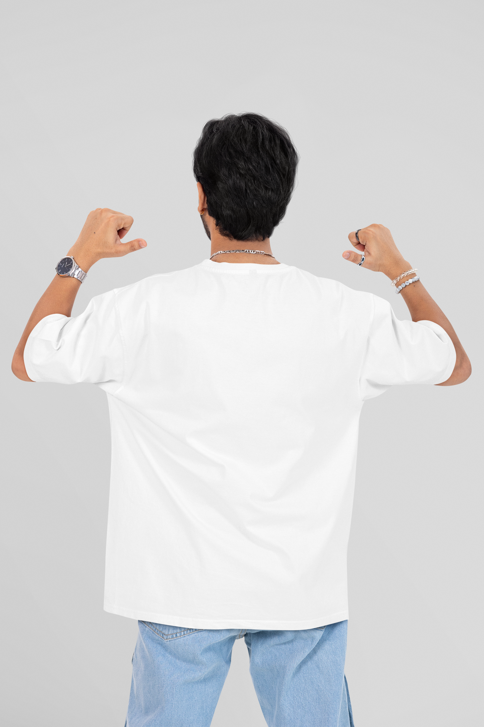 Urbaxo oversized white shirt with modern Urban Street Culture design