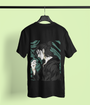 Oversized Urbaxo Style T-shirt with anime prints on front and back, premium streetwear now at a 50% discount.